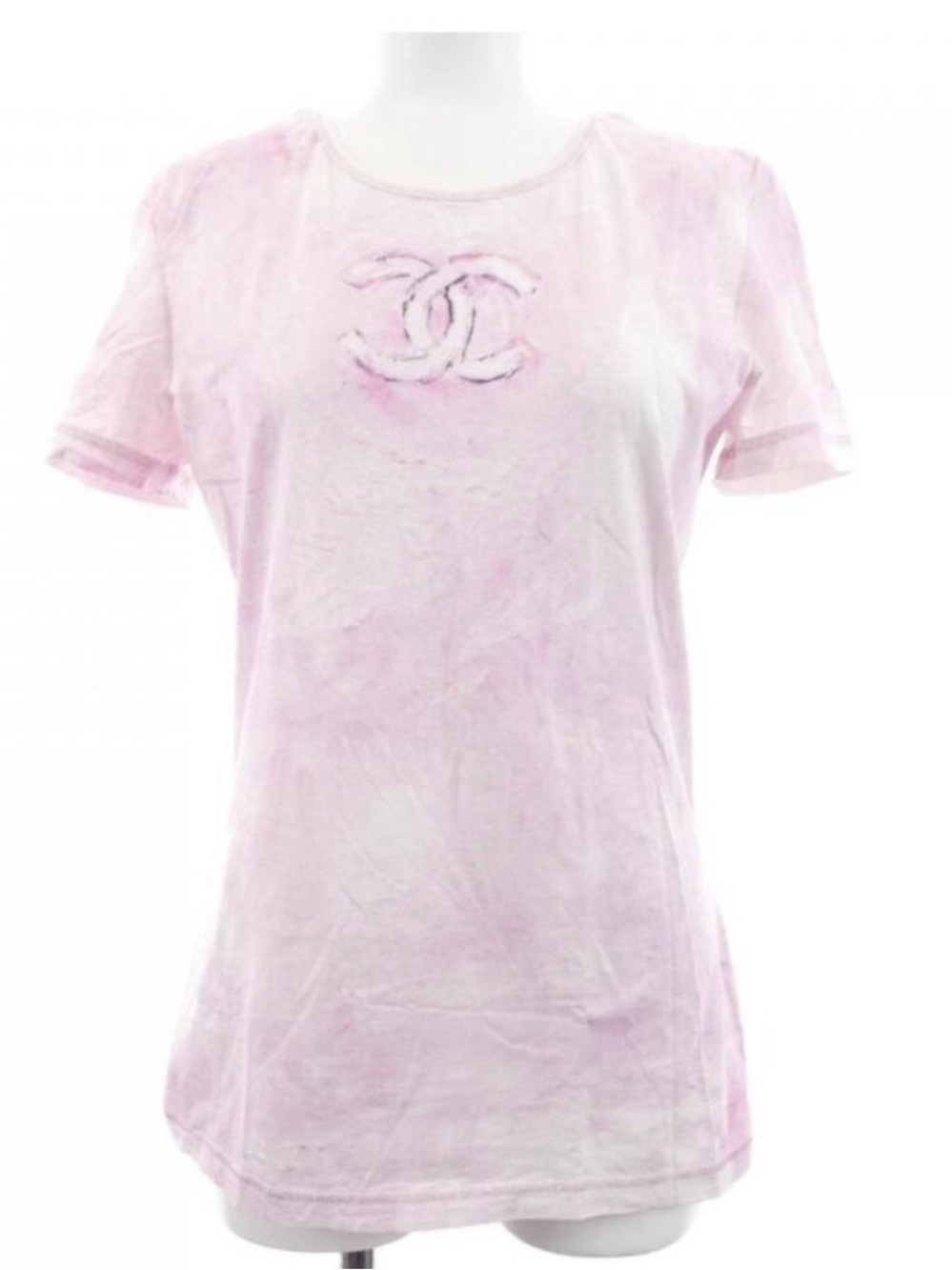 CHANEL 09C Light Pink RARE Short Sleeve Tee w CC Logo Cruise 2009 Small